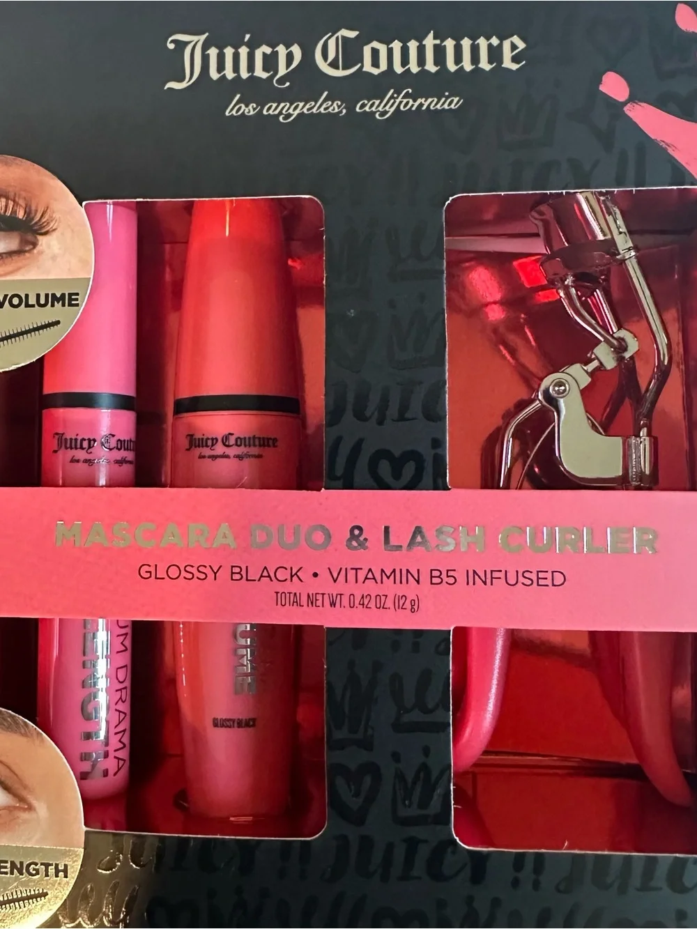 Juicy Couture Mascara Duo & Lash Curler Set Glossy Black Vitamin B5 New With Box